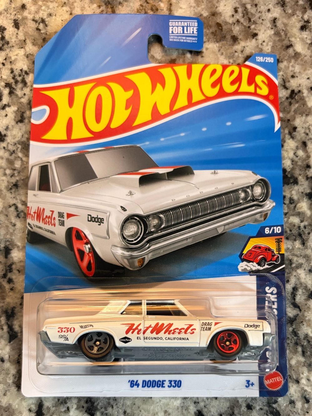 Hot Wheels '64 Dodge 330 Die-Cast Toy Car - White